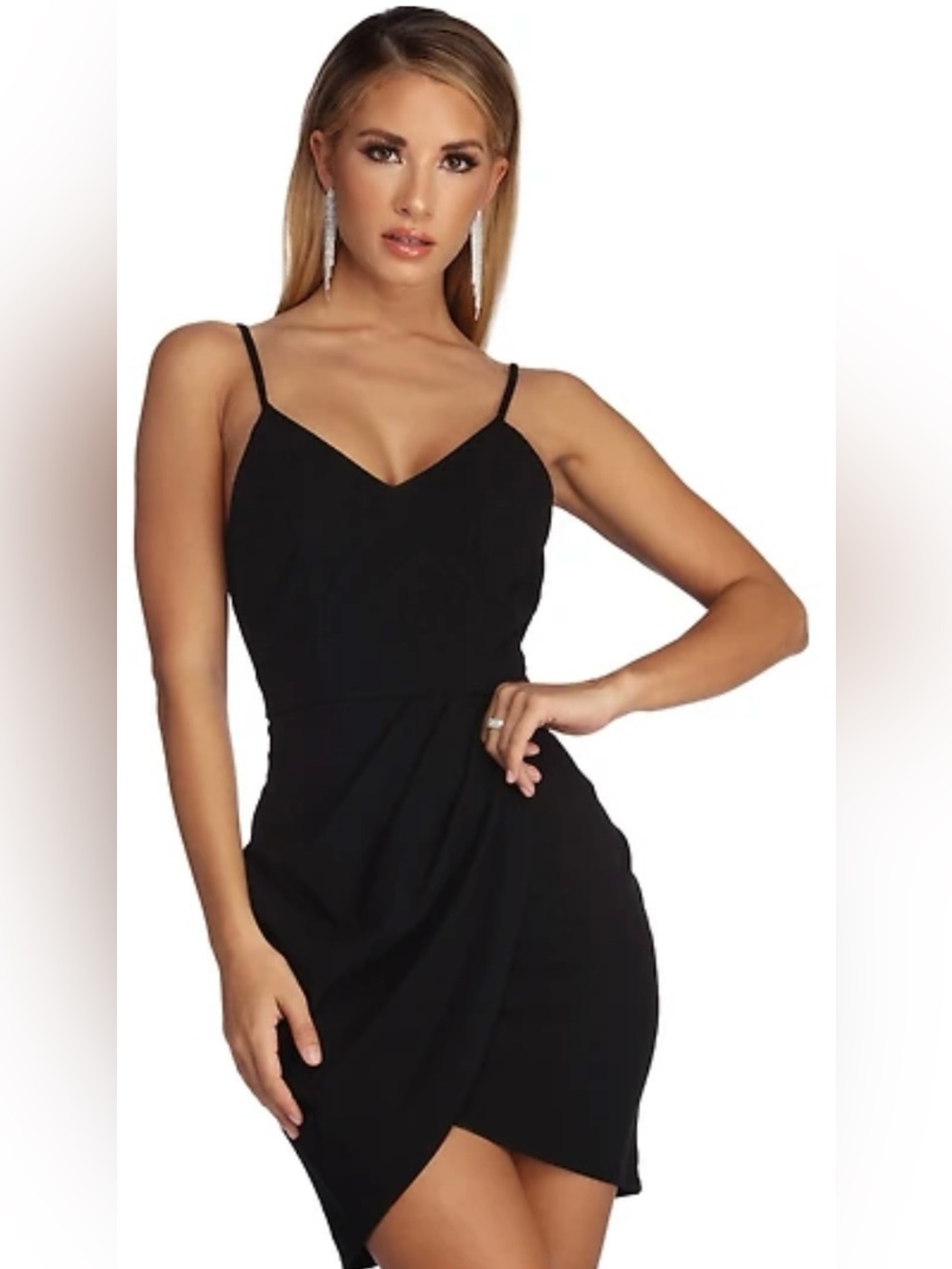 H&M Black Spaghetti Strap V-Neck Mini Dress